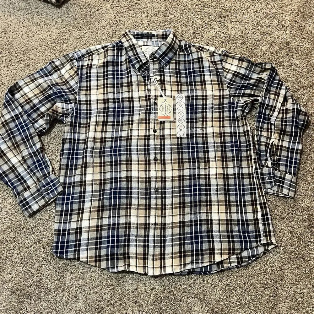 St Johns Bay Shacket‎ Mens Heavyweight Plaid Woven Shirt Size XL 100% Cotton